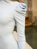 Baby Blue Bubble Sleeve Bodycon Dress