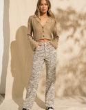 Ivory Zebra Print Wide Leg Jeans