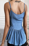 Flowy Denim Ruffle Top