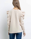 Oatmeal puff Sleeve Sweater