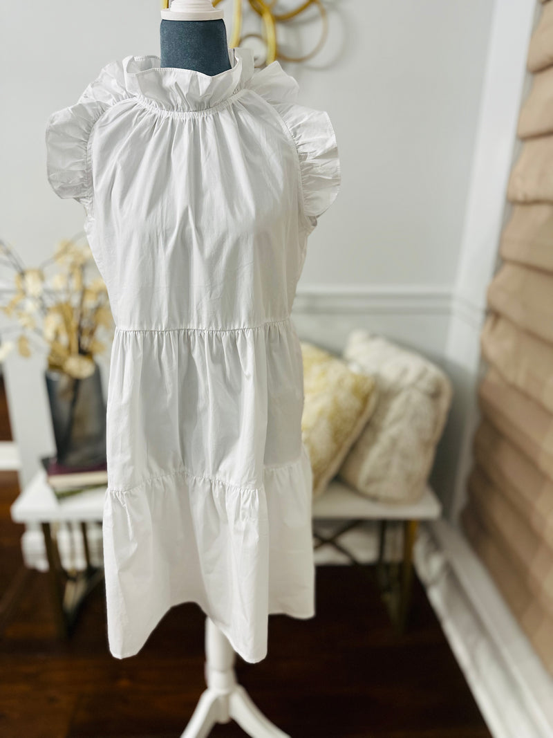 White ruffle Trim Dress