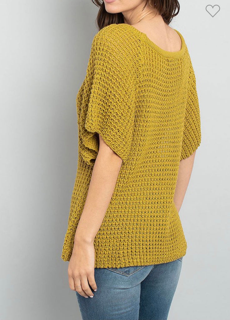 Bright Olive Basket Weave Top