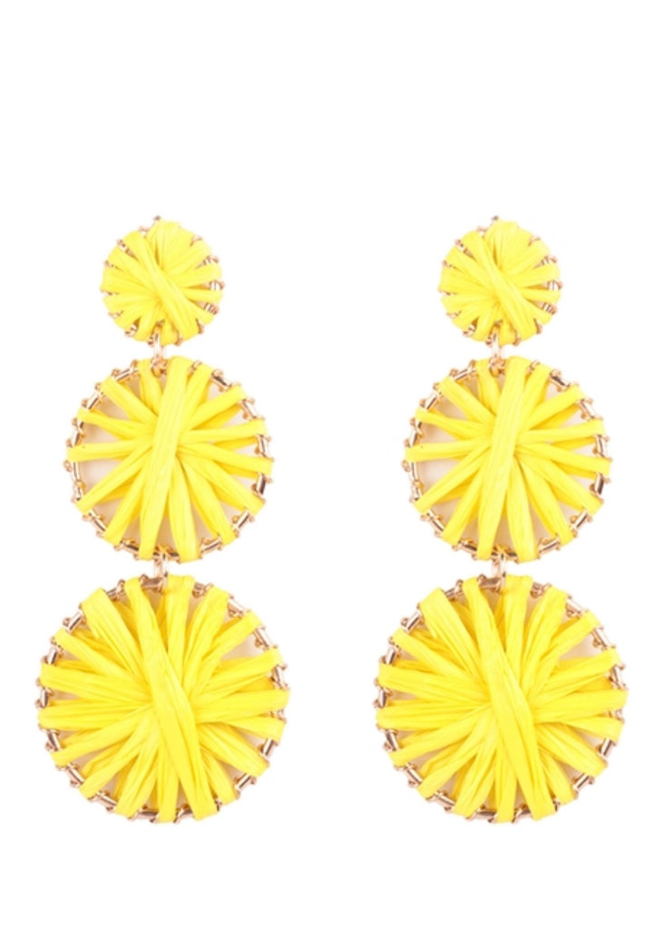 Raffia Round Drop Link Earrings