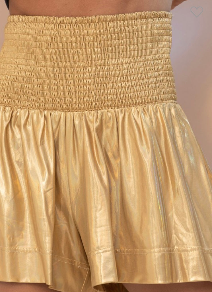 Metallic Gold Smock Shorts