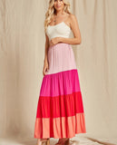 Vibrant Color Block Maxi Skirt