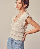 Smock Pleated Ruffle Top