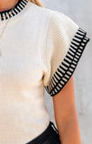 Black and Cream Tiered Knit Top