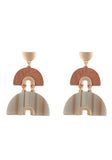 Wood Arch Layered Drop Earrings