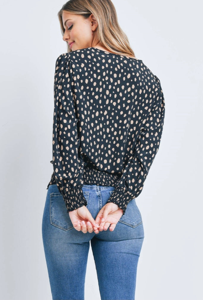 Dalmatian Black Tan Smock Top