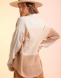 Cream Mix Color Block Gauze Top