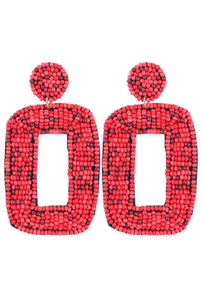 Seed Beaded Rectangle Earrings