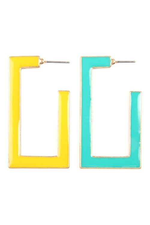 Two Toned Rectangular Earrings