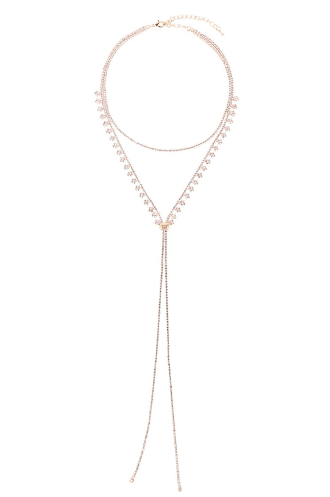 Rhinestone Choker Drop Slider Necklace