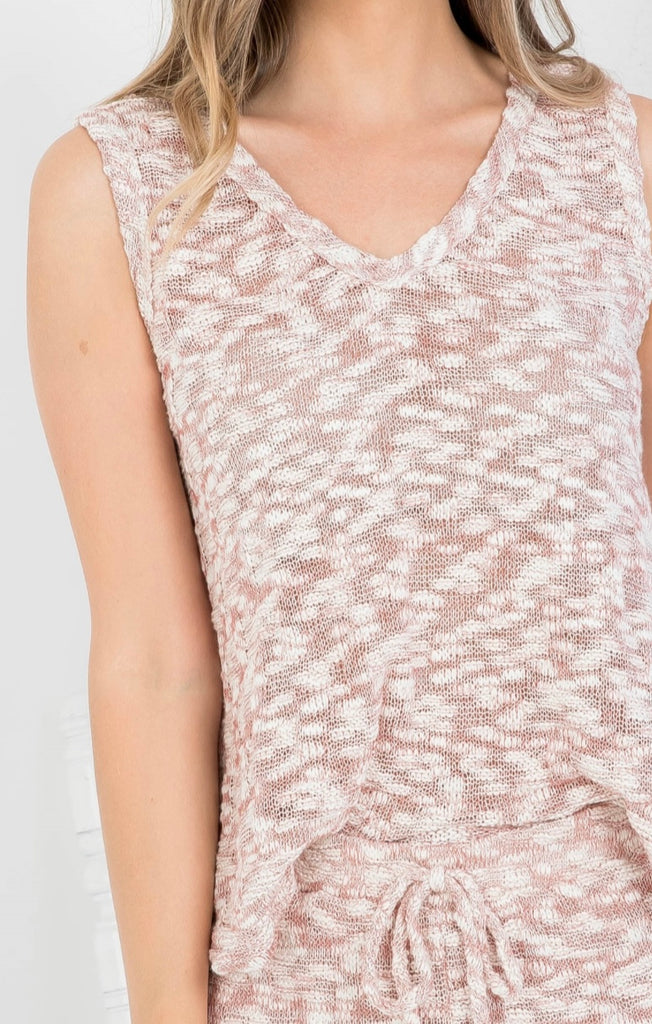 Dusty Rose Open Weave Short Set