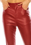 Red Pu Leather Pants
