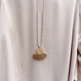 Long Gold Medallion Tassel Necklace
