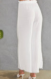 Raw Hem White Linen Islet Pants