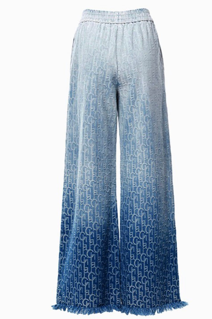 Ombré Flared Raw Hem Jeans