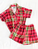 Merry and Bright Plaid Pajama Short Set