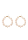 Ivory Stone Beaded Hoop Earrings