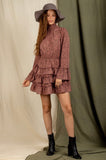 Mauve Smocked Ruffle Dress