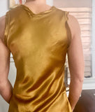 Tobacco Raw Edge Satin Top