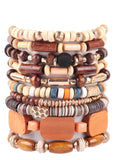 Wood Charm Mix Beads Bracelets Stack