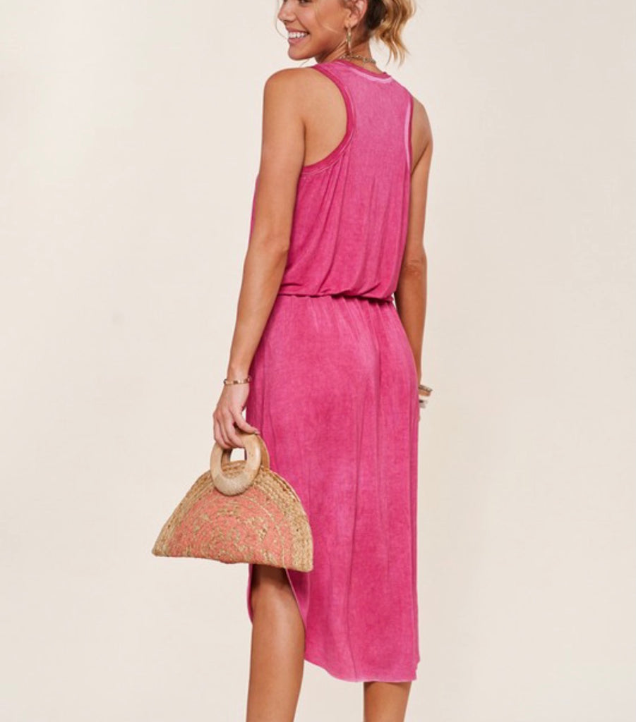 Magenta Midi Tee Shirt Dress