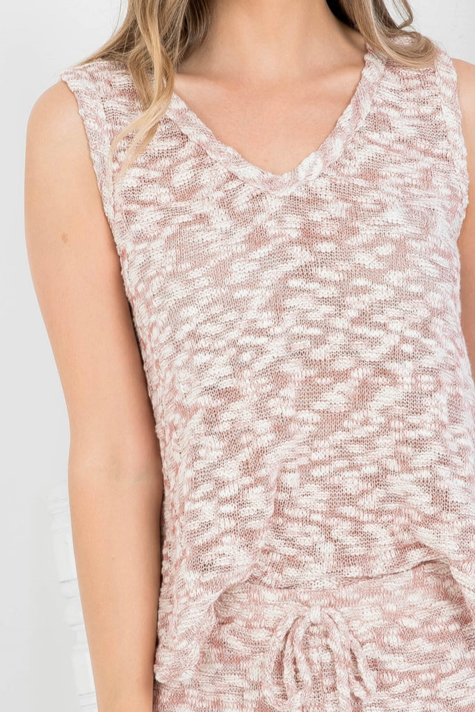 Dusty Rose Open Weave Short Set