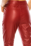 Red Pu Leather Pants