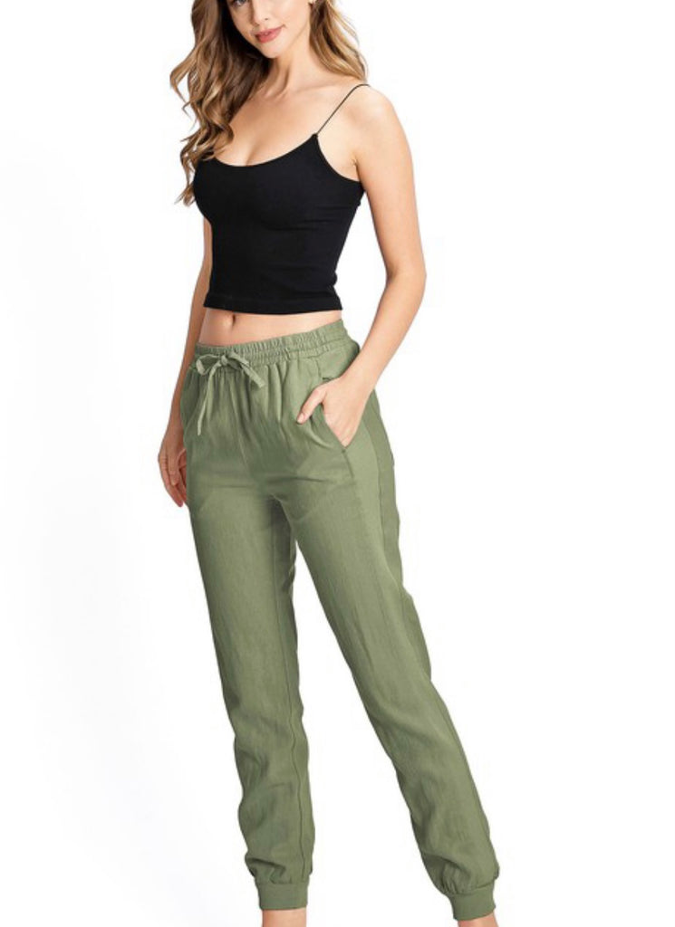 Olive Linen Joggers