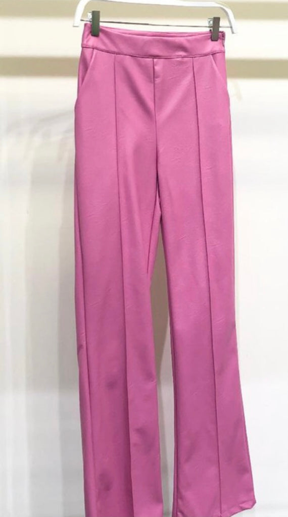 White Leather Flared Pants