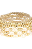 Gold Beaded Pearl Stack Bracelets