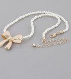 Pearl White Beaded Bow Necklace