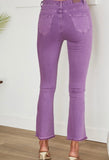 Purple Raw Edge Denim Flare Jeans