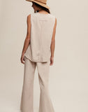 Oatmeal Knit Sleeveless Pants Set