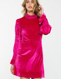 Velvet Pink Mock Neck Dress