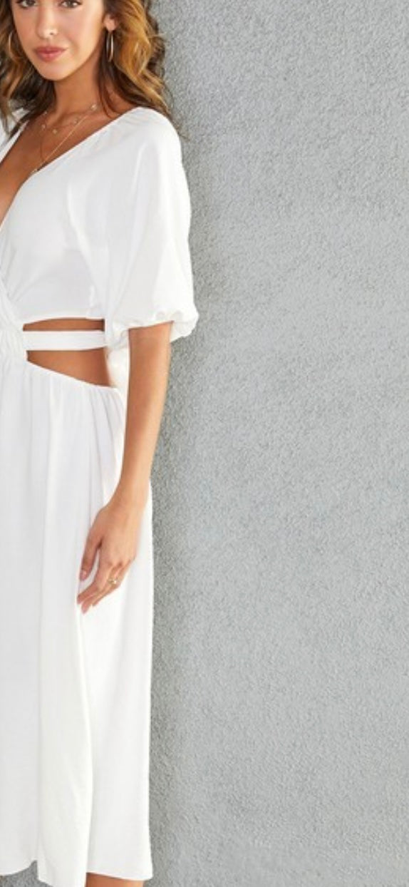 White Open Back Tie Dress