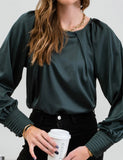 Hunter Green Satin Top