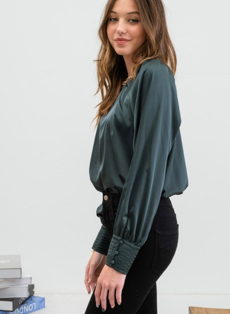 Hunter Green Satin Top
