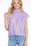 Metallic Lavender High Neck Top