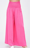 Smocked Wide Leg Linen Pants