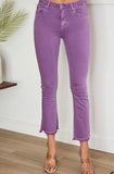 Purple Raw Edge Denim Flare Jeans