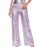 Lavender Metallic Wide Leg Jeans