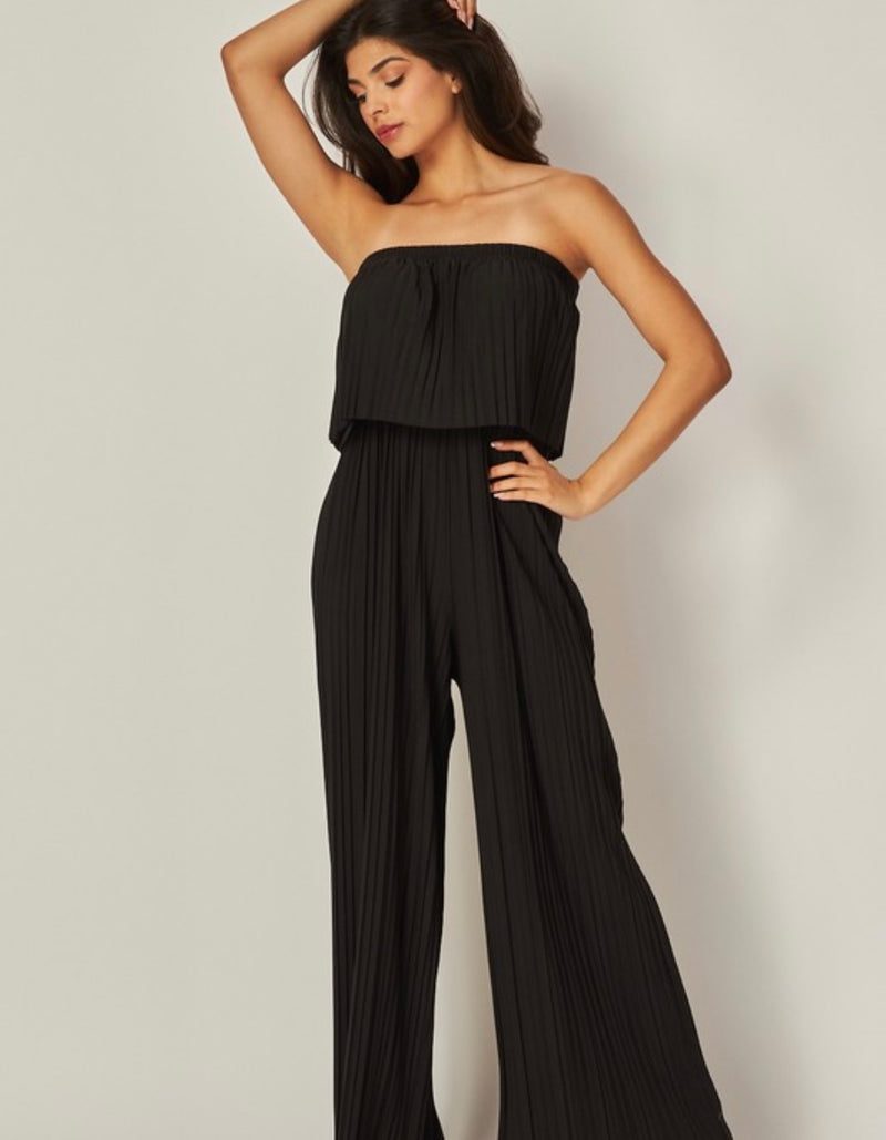 Venezia Pleated Strapless Jumpsuit