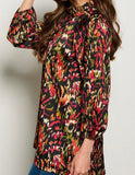 Black Multi Print Tunic Top