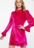 Velvet Pink Mock Neck Dress