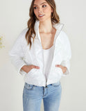 White Mock Neck Short Quilted Jacket