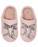 Pink Fuzzy Bow Slippers