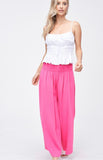 Smocked Wide Leg Linen Pants